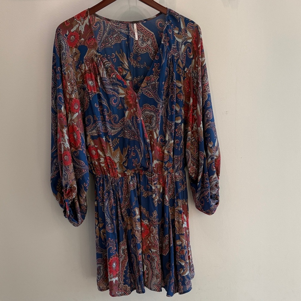 Free People Blue and Red Paisley Dress